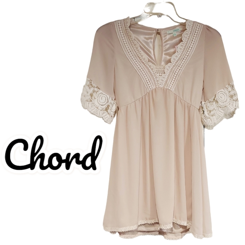 Chord dress cream and lace womens size small